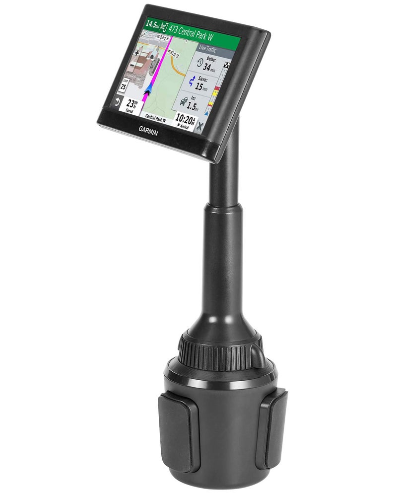 1Zero Solid GPS Cup Holder Mount for Garmin [Adjustable Arm], Replacement Car Truck Cupholder Ball Mount Compatible with Garmin Nuvi Drivesmart RV Dezl Drive Zumo Driveassist DriveLuxe Navigator - Image 1
